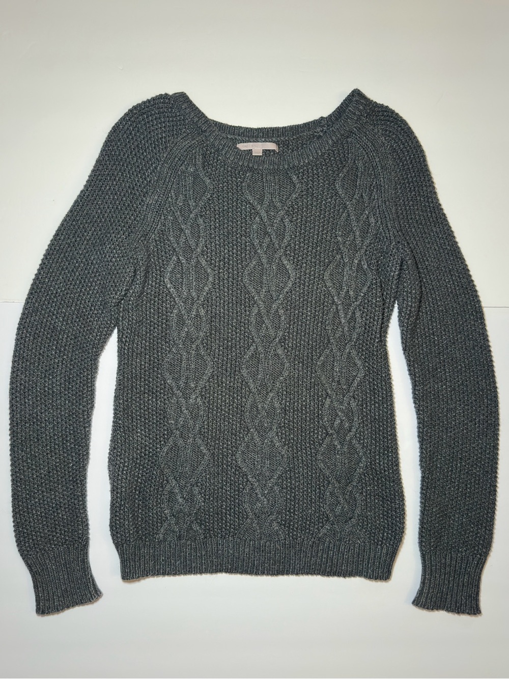 GAP Women's Cable Crewneck Sweater - Charcoal SMALL